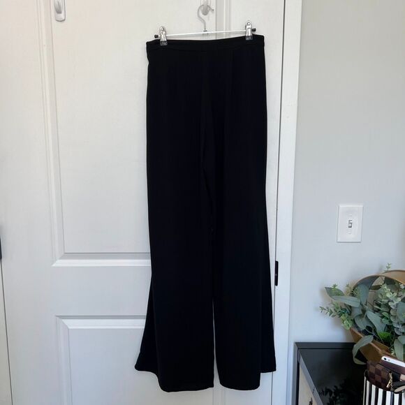 Jealous Tomato Black Ruffle Slit Leg Trousers - Wide Leg Pants - Size M - Picture 3 of 4